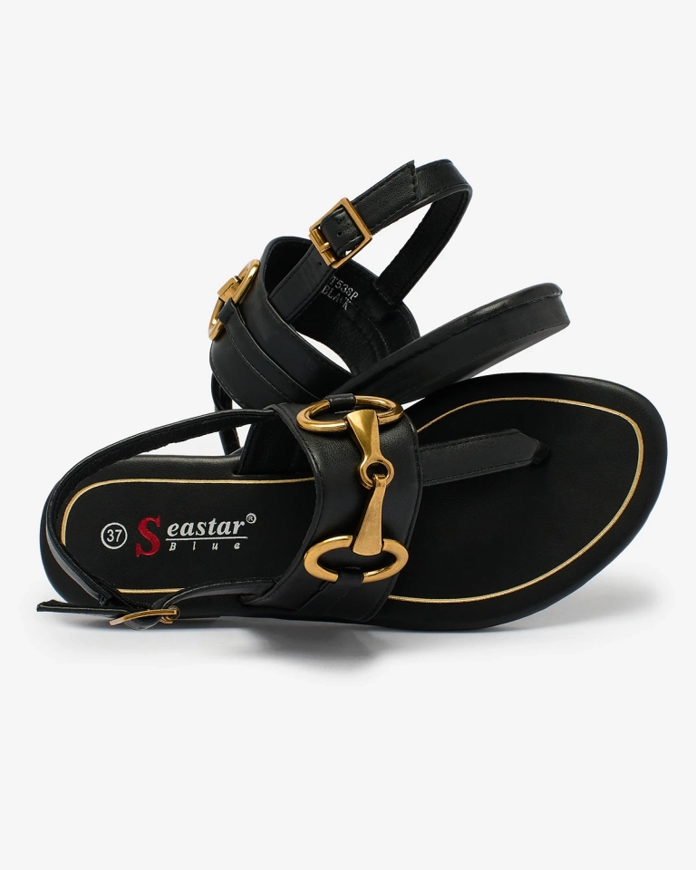 Royalfashion Sandales à tongs pour femmes en noir Imonel