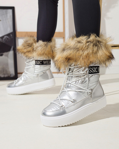 Bottes de neige argentées pour femmes avec fourrure Lilitsa- Footwear