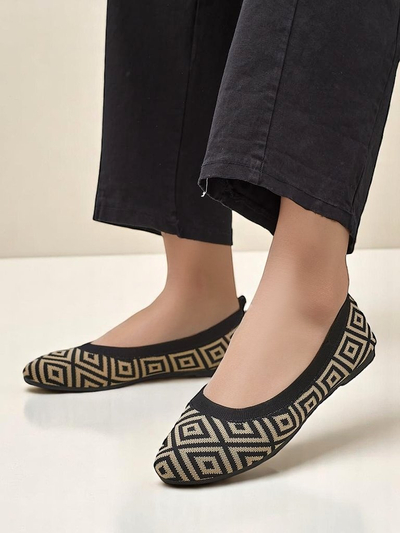 Royalfashion Ballerines en tissu pour femmes à imprimé géométrique Métrique