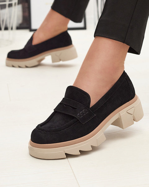 Mocassins ajourés noirs pour femmes sur une semelle solide Ejina - Footwear