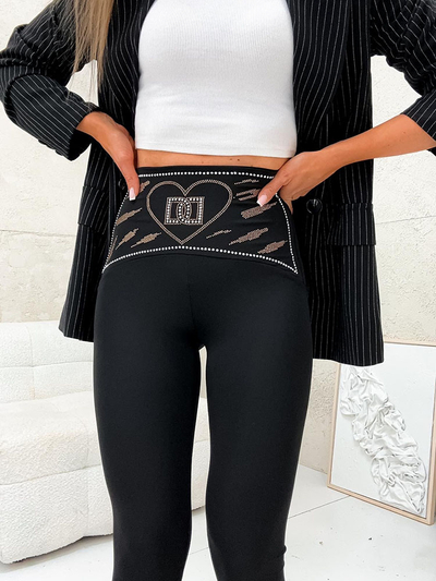 Royalfashion Leggings pour femmes avec zircons