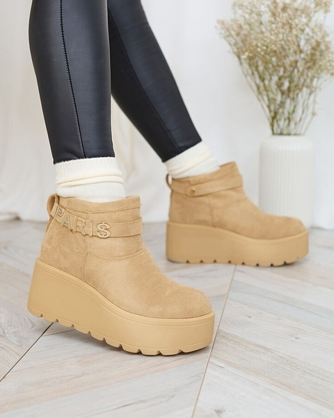 Royalfashion Beige chaussures femme a'la bottes de neige avec ornement Parisela