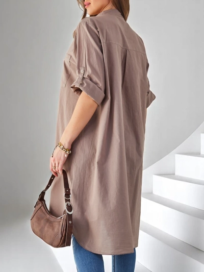 Royalfashion Chemise longue oversize en coton pour femmes