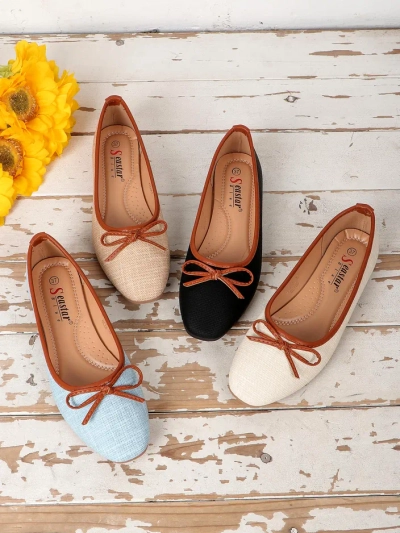 Royalfashion Ballerines pour femmes avec paillettes et un nœud Aramie