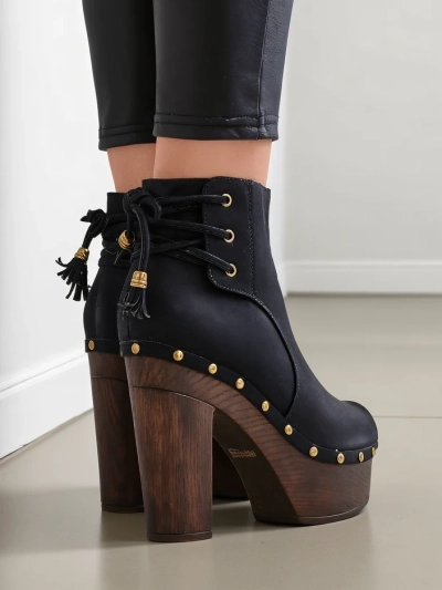 Royalfashion Bottines pour femmes à talon bloc Bezollos