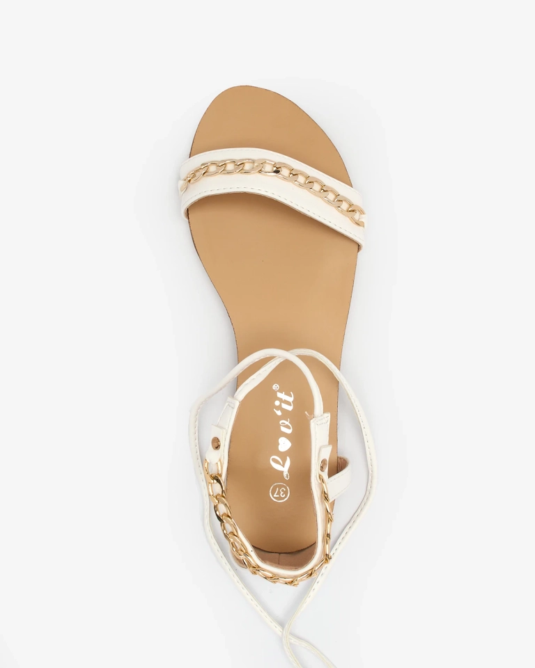 Royalfashion White Sandales Elvierena Tie-Up pour femme