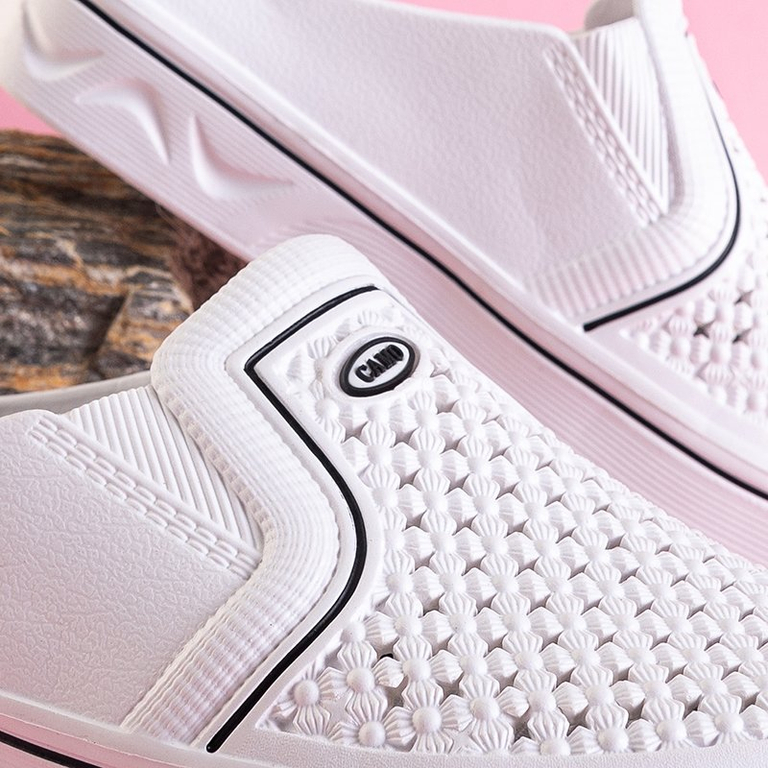 Pantoufles de piscine en caoutchouc blanc Sunsino pour femmes - Chaussures