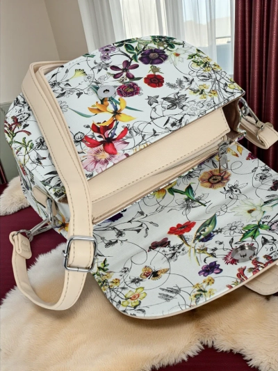 Royalfashion Petit sac à main pour femme en cuir écologique à fleurs Ori Elle