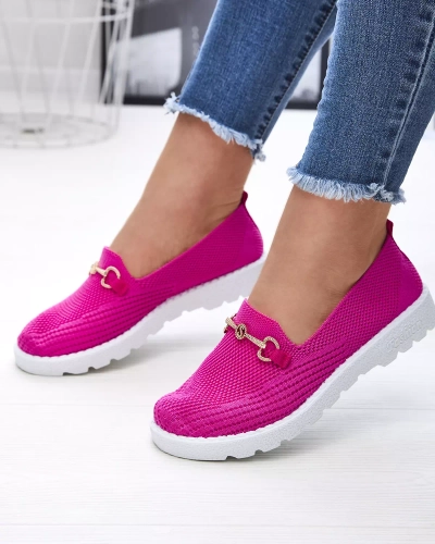 Baskets à enfiler pour femmes Fuchsia avec ornements dorés Enelida - Footwear