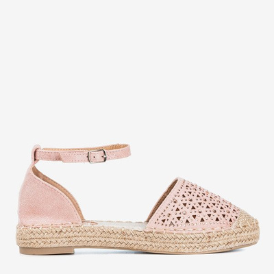 Espadrilles pour femmes rose clair avec décoration ajourée Clia - Footwear 1