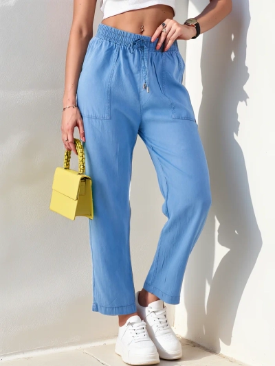 Pantalons droits en tissu pour femmes Royalfashion 7/8
