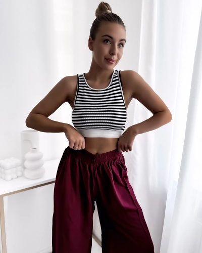 Royalfashion Pantalon culotte 7/8 pour femme Marron