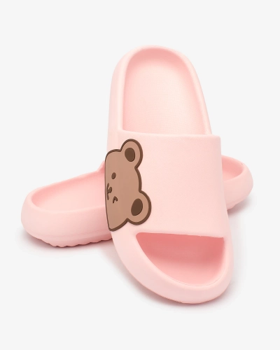 OUTLET Royalfashion Tongs en caoutchouc rose pour femme avec ours en peluche Leverika