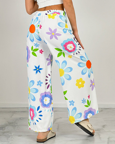 Royalfashion Pantalon large en tissu floral pour femme
