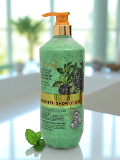 Gel douche exfoliant, hydratant et anti-âge à la menthe