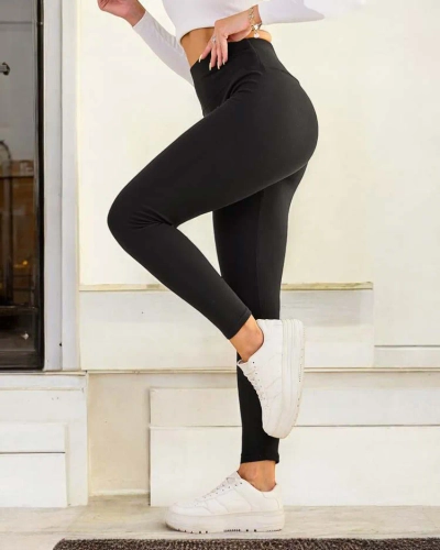 Royalfashion Leggings en coton côtelé pour femme