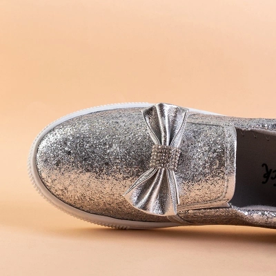 OUTLET Enfant à enfiler argenté avec un nœud Cintia - Chaussures