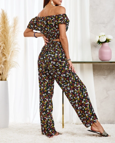Royalfashion Ensemble floral deux pièces pour femmes