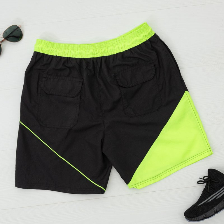 Shorts de sport noirs et jaunes pour hommes - Vêtements