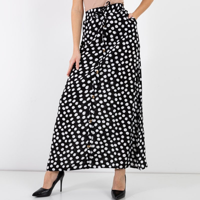 Jupe longue noire à pois - Vêtements