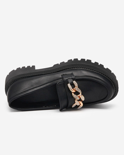 OUTLET Chaussures femme noires avec chaîne dorée Chemko- Footwear