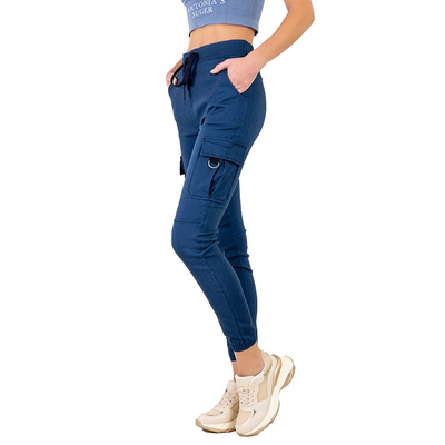 Pantalon cargo femme bleu marine avec poches - Vêtements