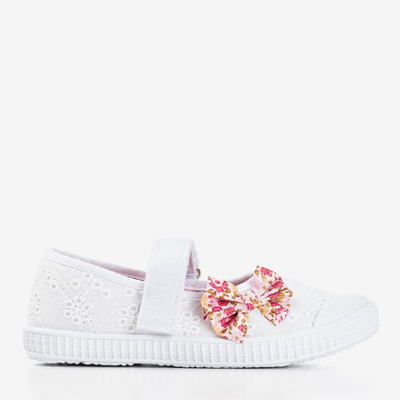 Baskets blanches pour enfants avec un nœud Gloriane - Footwear