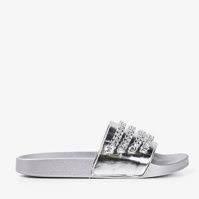 Tongs en argent avec chaîne Slivien - Chaussures 1