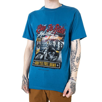 T-shirt homme en coton turquoise à imprimé coloré - Vêtements
