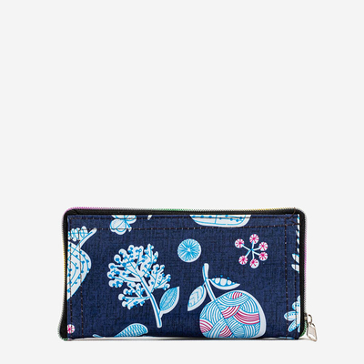 Cabas portefeuille fleuri bleu marine - Accessoires