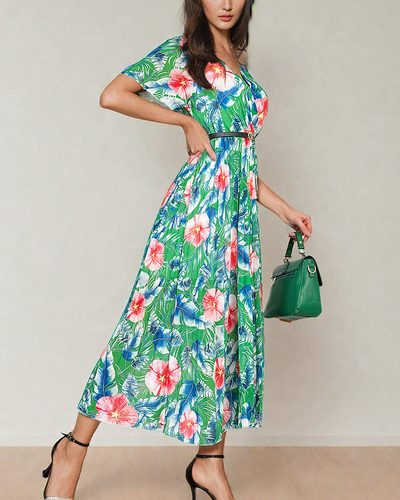 Royalfashion Robe midi plissée à motif floral pour femme