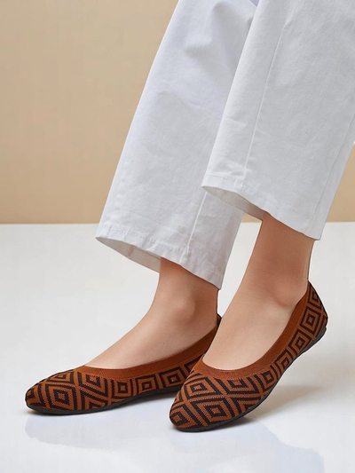 Royalfashion Ballerines en tissu pour femmes avec imprimé géométrique Metric