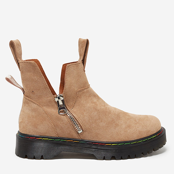 Bottines femme en éco-suède marron avec fermeture éclair Odeta - Chaussures