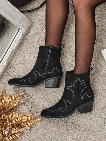 Bottines femme style santiags Velvet Ash – à talons