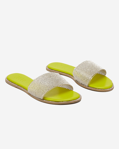 Chaussons verts pour femmes avec zircone cubique Verina - Footwear