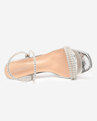 Pantoufles laquées argentées à talons bas Lakopi - Footwear
