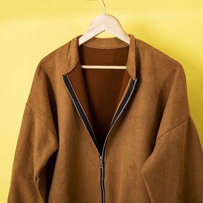 Blouson en daim marron pour femme - Vêtements