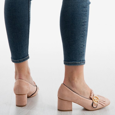 Escarpins roses avec des décorations sur les talons bas Ever - Chaussures 1