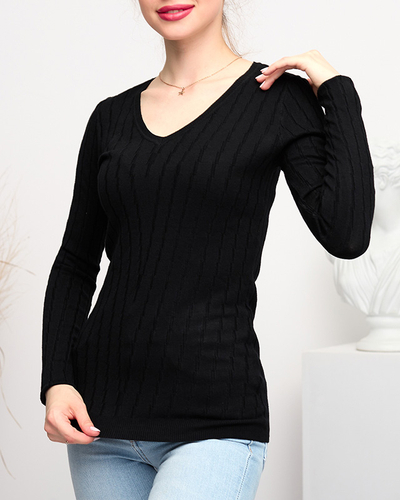 Pull col V noir femme - Vêtements
