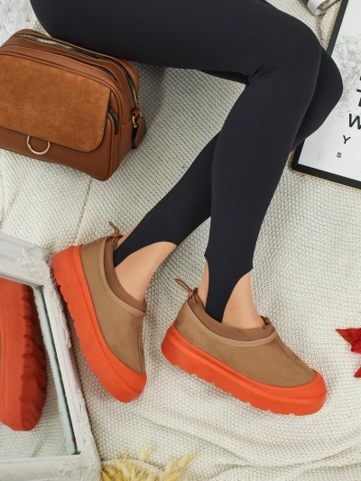 Baskets pour Femmes Flora Camel Suédées Confortables au Quotidien