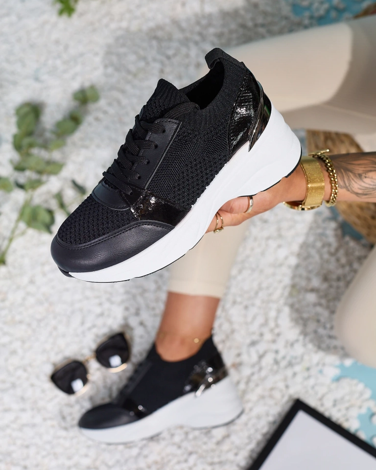 Chaussures de sport à talon pour femmes, noires Ezetta- Footwear