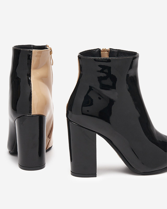 Bottines vernies beiges et noires sur le poteau Cruell - Footwear