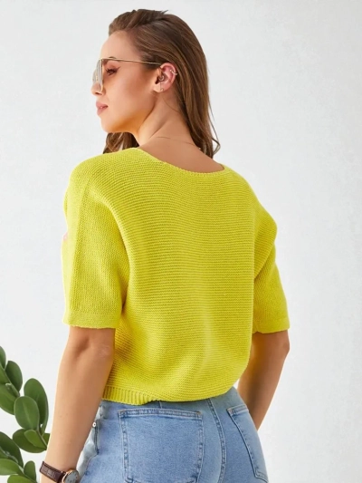 Pull court en coton pour femmes Royalfashion avec des papillons