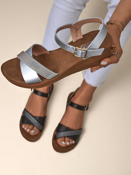 Sandales compensées Royalfashion pour femmes avec strass Allona