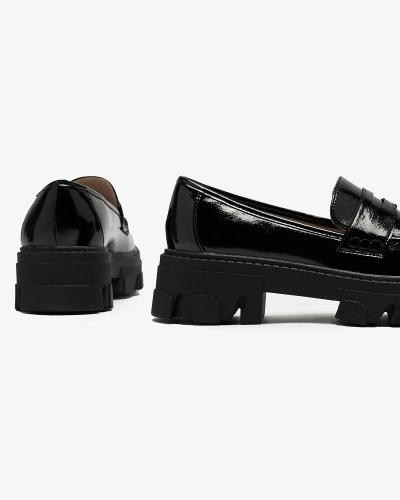 Mocassins laqués sur semelle massive en noir Desila - Chaussures