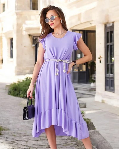 Robe midi pour femmes Royalfashion avec volants et manches courtes