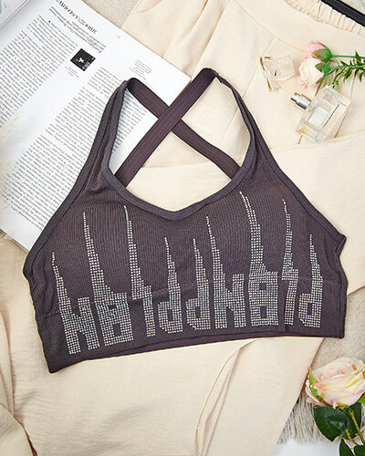 Royalfashion Soutien-gorge de sport pour femme avec zircons