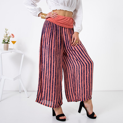 Pantalon culotte femme corail rayé - Vêtements