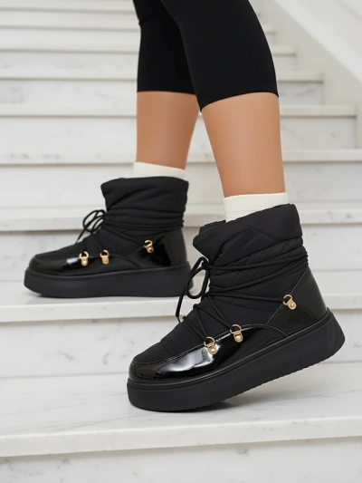 Royalfashion Bottes de neige à enfiler pour femme en noir Dabenda