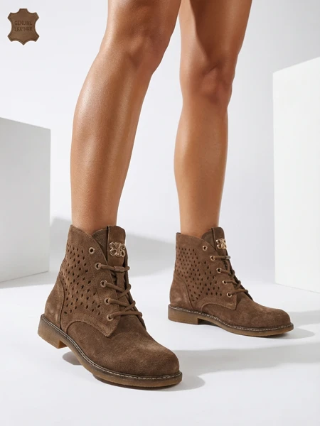 Bottines ajourées pour femmes en cuir naturel Aurelias